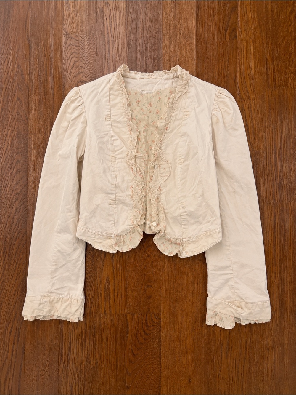 Edwardian Military Cottage Floral Ruffle Bennet Jacket Sz S NWOT